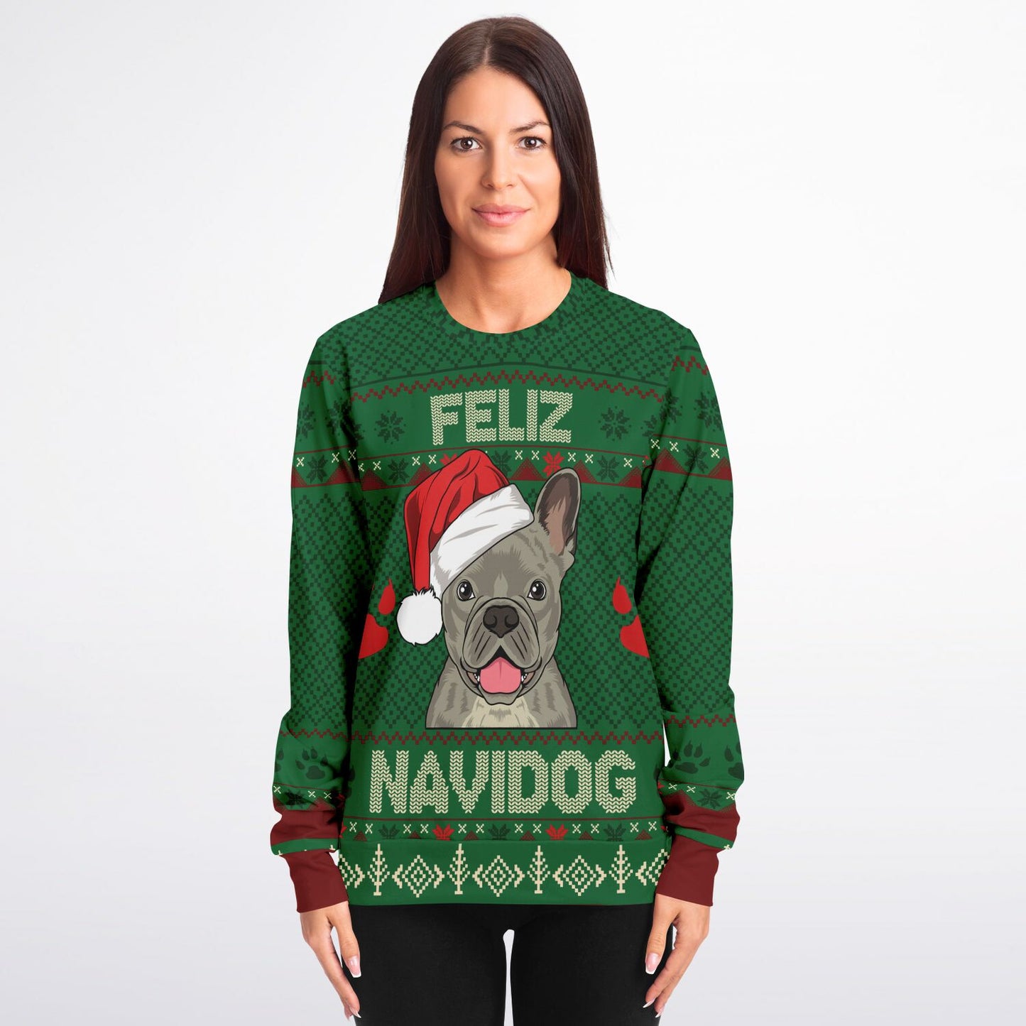 Holiday Ugly Christmas Sweater Sweatshirt FELIZ NAVIDOG - FRENCH BULLDOG