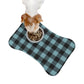 Bone Shape Feeding Mat Buffalo Plaid Blue And Black, Mat For Dog Bowls, Buffalo Check Dog Placemat