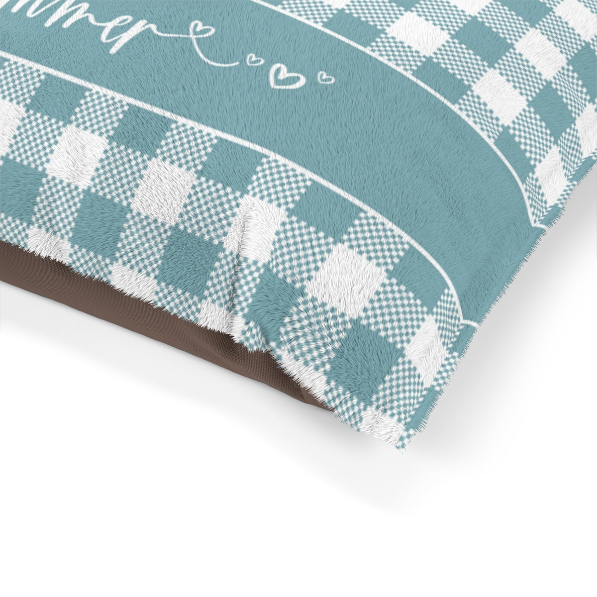 Buffalo Plaid Dog Bed Light Blue Check, Personalize With Your Dog's Name, Pillow Crate Bedding