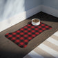 Bone Shape Feeding Mat Buffalo Plaid Red And Black, Mat For Dog Bowls, Buffalo Check Holiday Mat