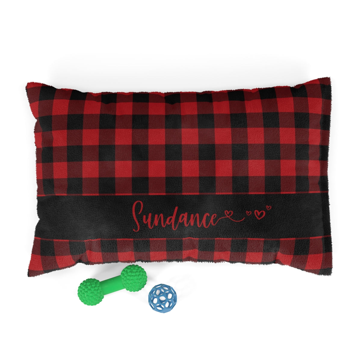 Buffalo Plaid Red And Black Personalized Pet Bed, Dog Crate Bedding