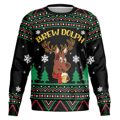 Holiday Ugly Christmas Sweater Sweatshirt BREWDOLPH REINDEER