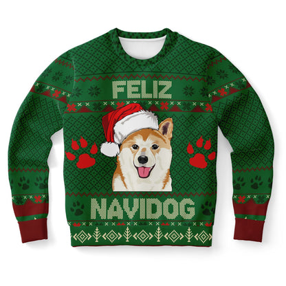 Holiday Ugly Christmas Sweater Sweatshirt FELIZ NAVIDOG - SHIBA INU