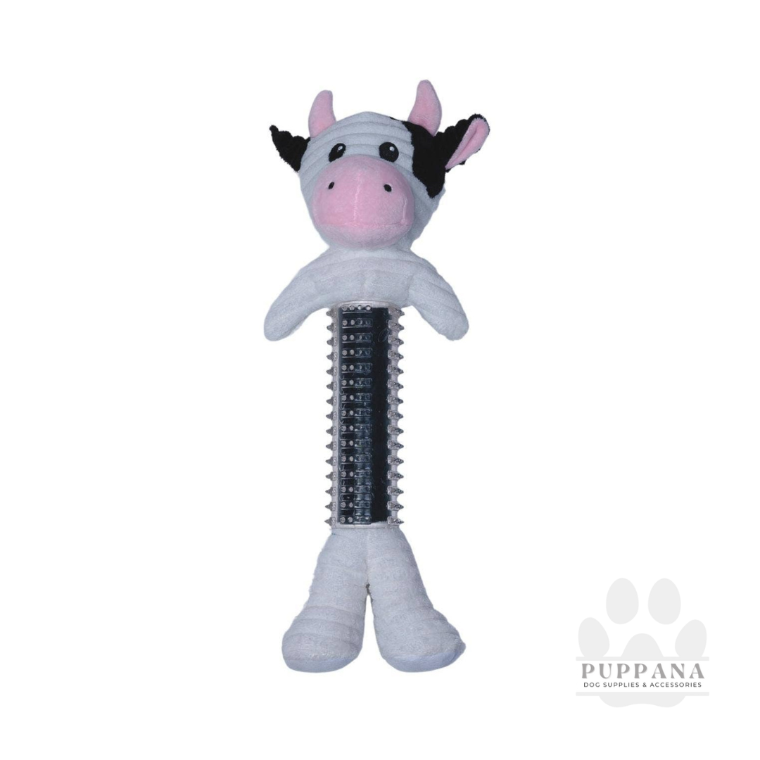 Corduroy Cow Skinny Squeaky Dog Toy