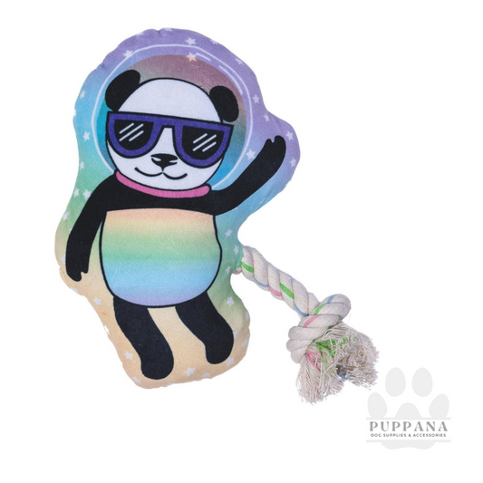 Crinkle and Squeaky Space Panda Dog Toy