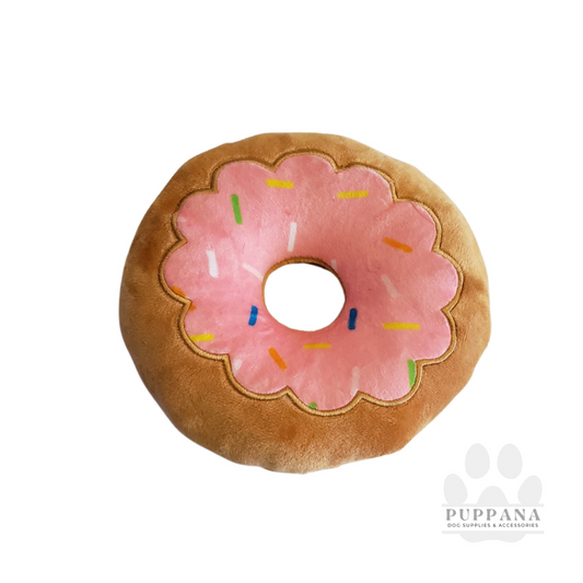 Plush Dog Toy Strawberry Donut