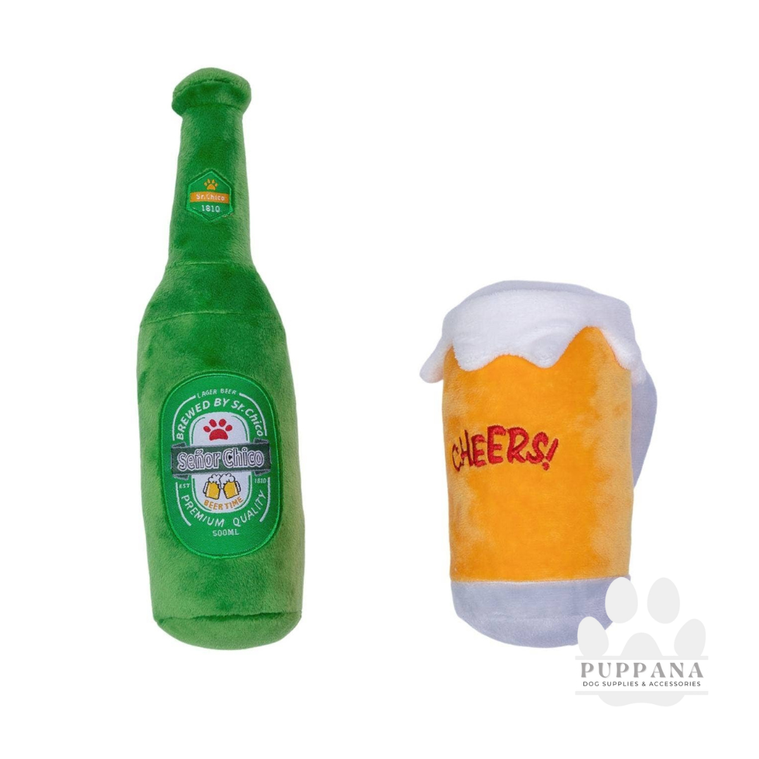 Cheers Mug & Bottle Crinkle and Squeaky Plush Toy Gift Set